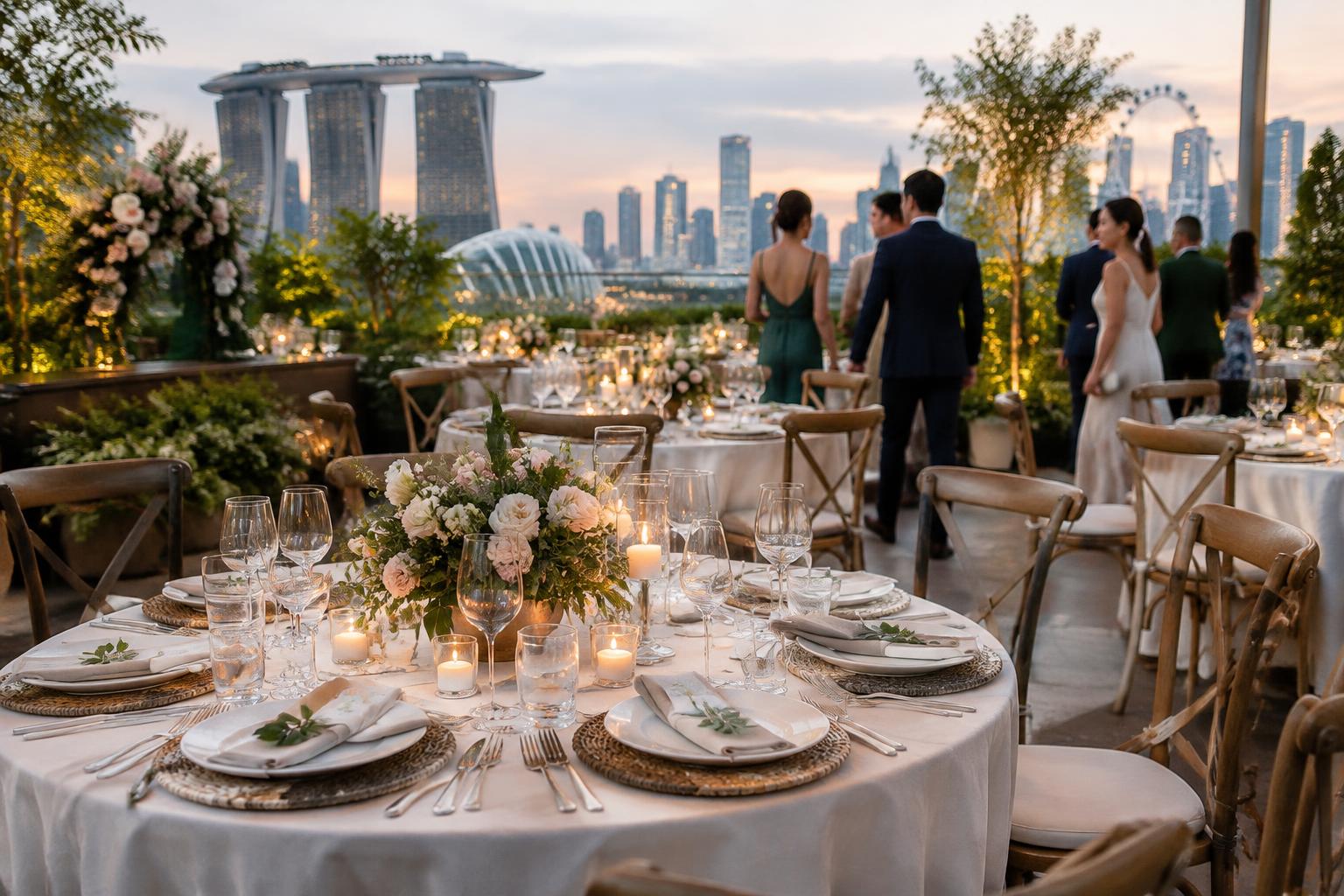 Personalised dining setting at a rooftop celebration