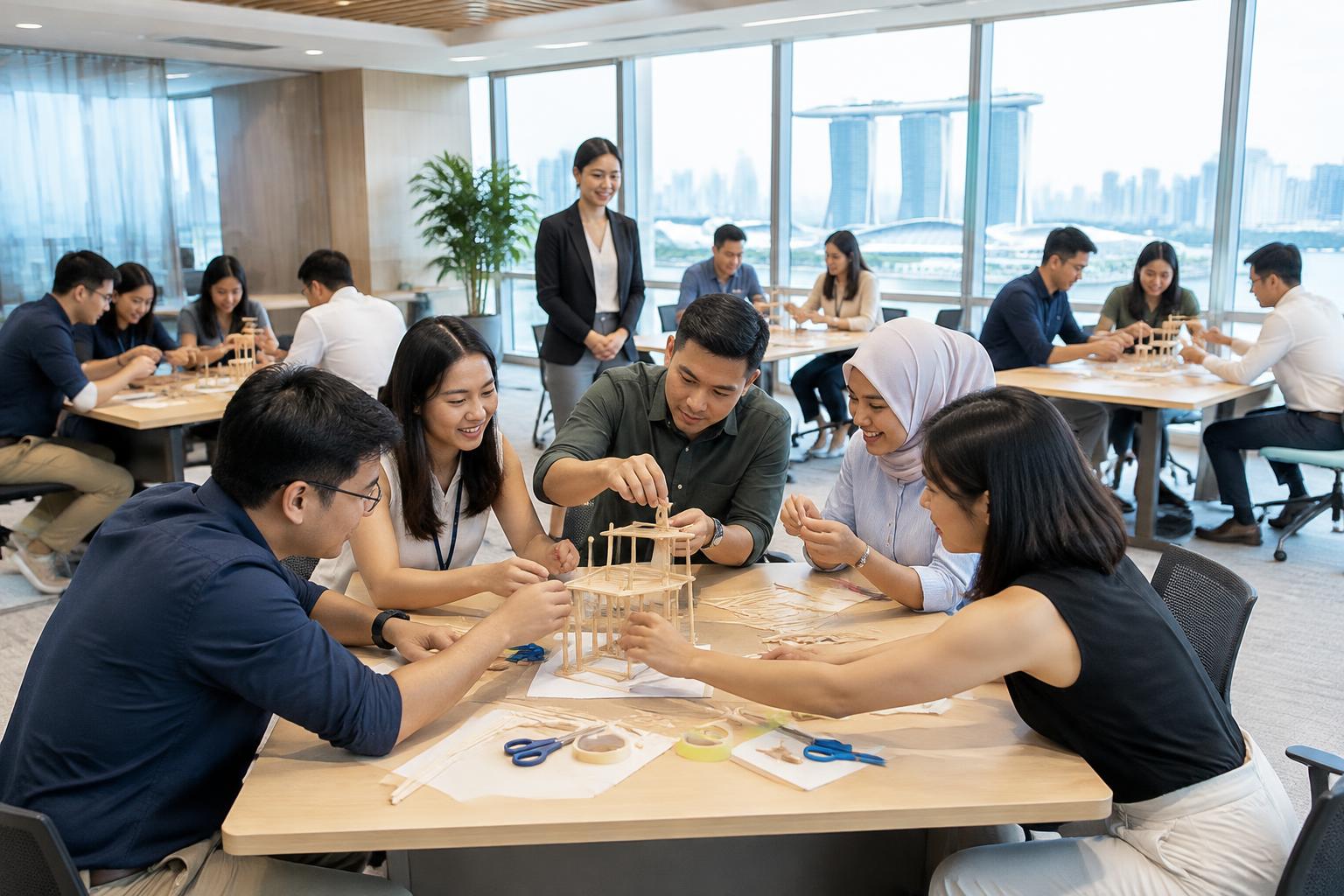 Colleagues taking part in a collaborative workshop