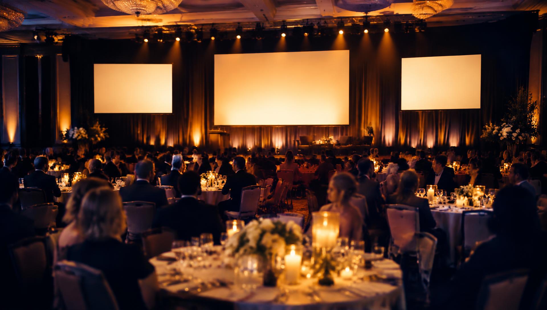 Corporate gala dinner in a Singapore hotel ballroom